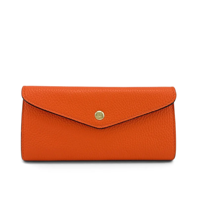 Pochette portefeuille en cuir grainé CLELIA Orange