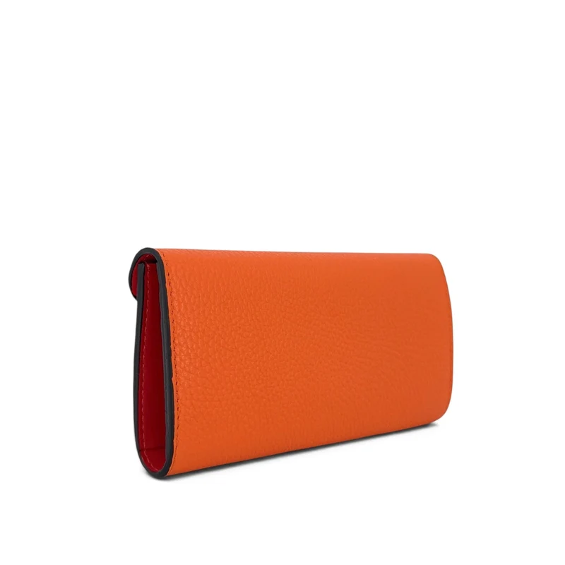 Pochette portefeuille en cuir grainé CLELIA Orange