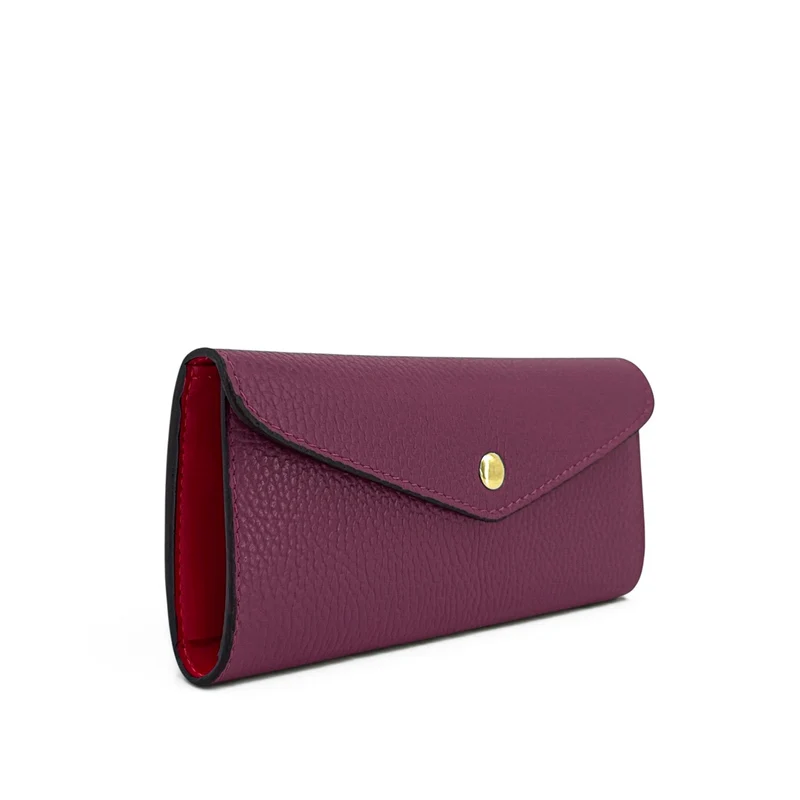 Pochette portefeuille en cuir grainé CLELIA Prune