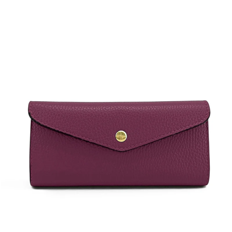 Pochette portefeuille en cuir grainé CLELIA Prune