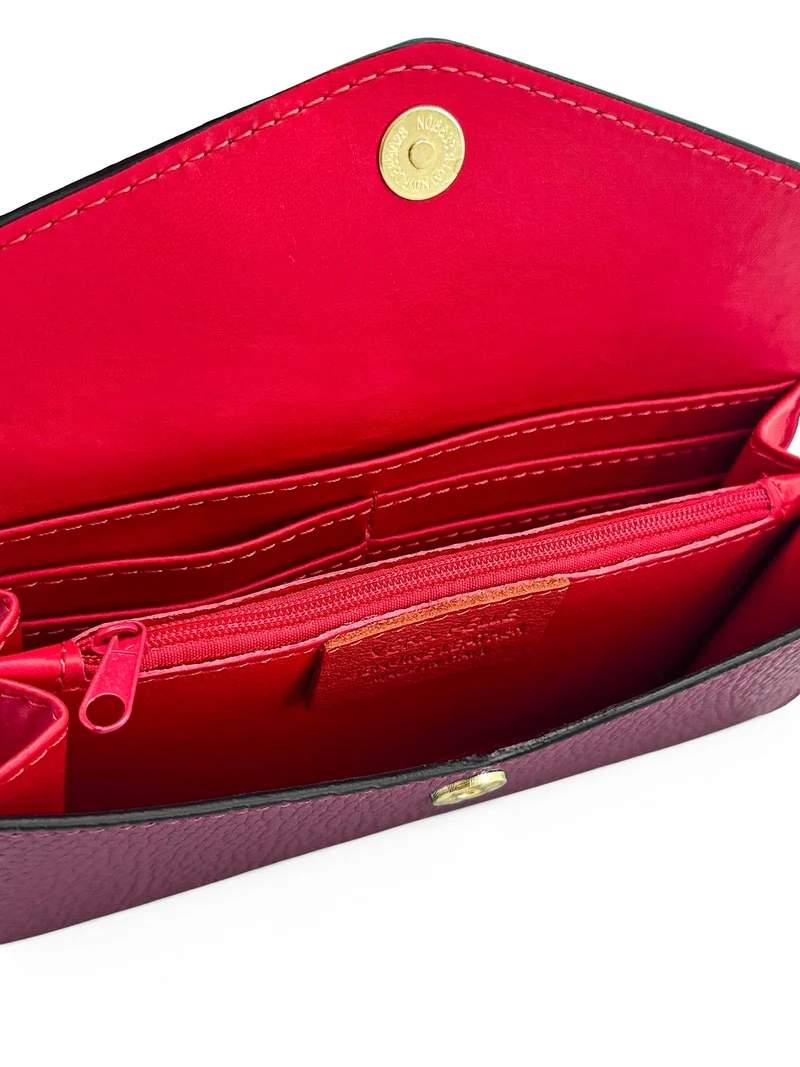 Pochette portefeuille en cuir grainé CLELIA Prune