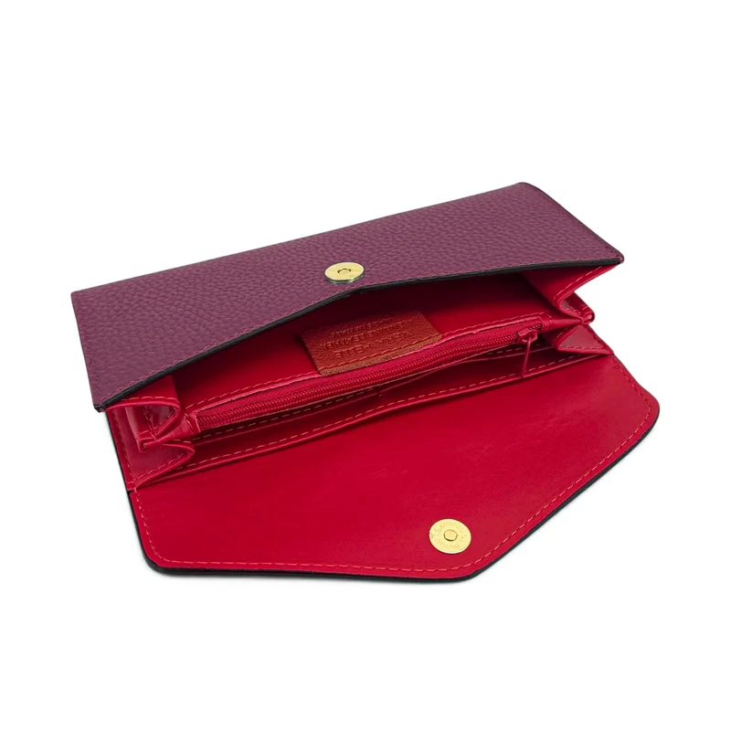 Pochette portefeuille en cuir grainé CLELIA Prune