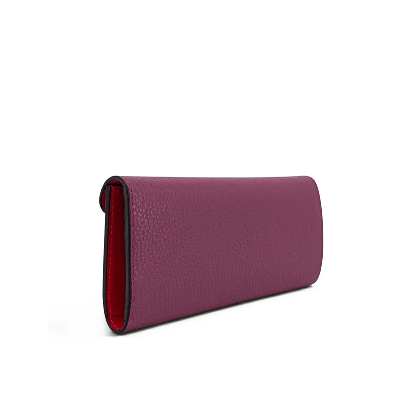 Pochette portefeuille en cuir grainé CLELIA Prune