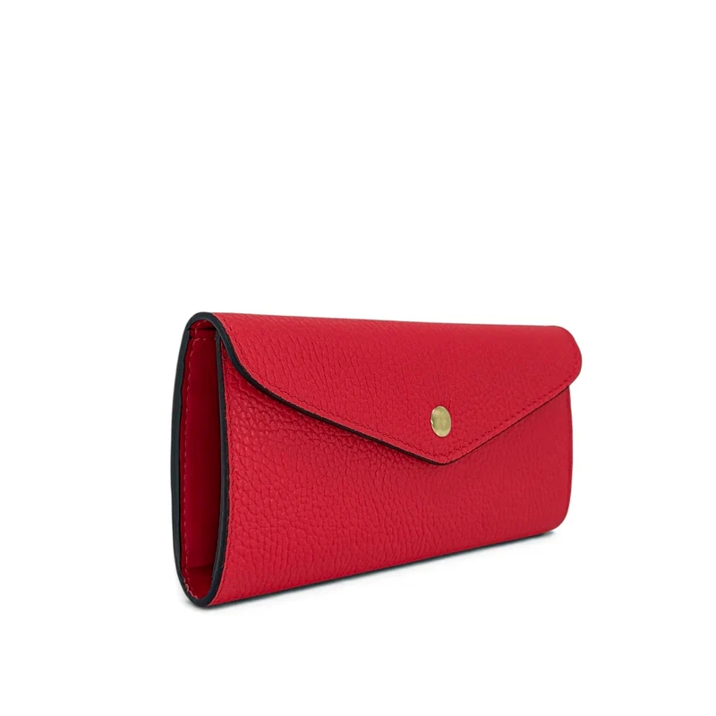 Pochette portefeuille en cuir grainé CLELIA Rouge garance