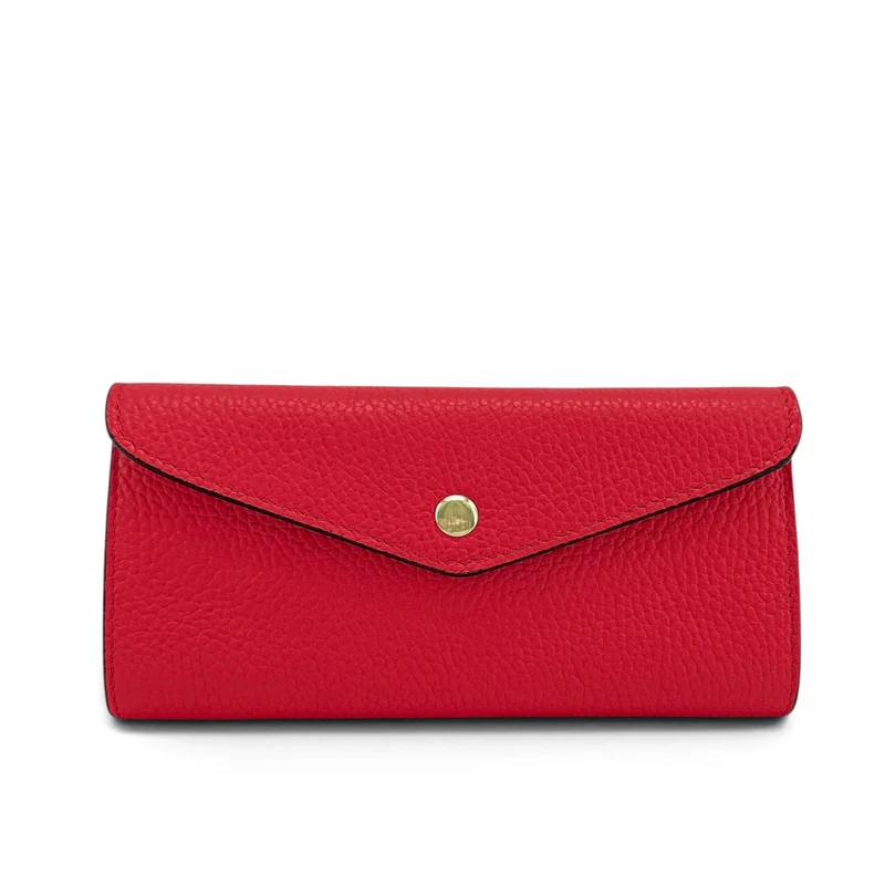 Pochette portefeuille en cuir grainé CLELIA Rouge garance