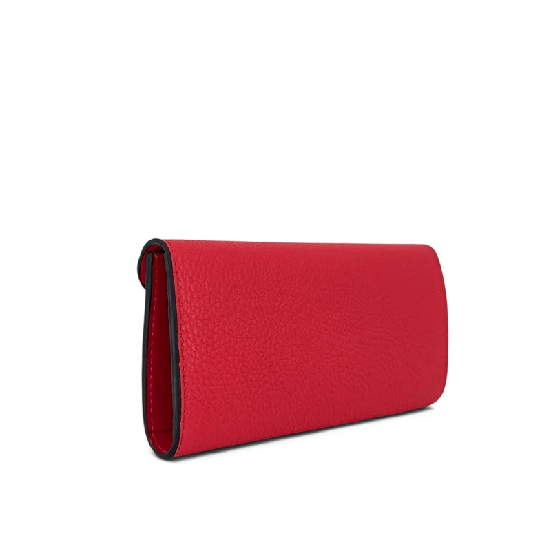 Pochette portefeuille en cuir grainé CLELIA Rouge garance