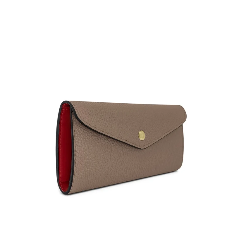 Pochette portefeuille en cuir grainé CLELIA Taupe foncé