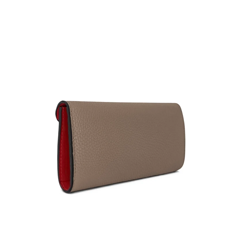 Pochette portefeuille en cuir grainé CLELIA Taupe foncé