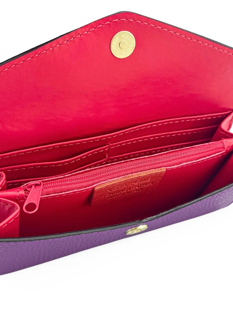 Pochette portefeuille en cuir grainé CLELIA Violet