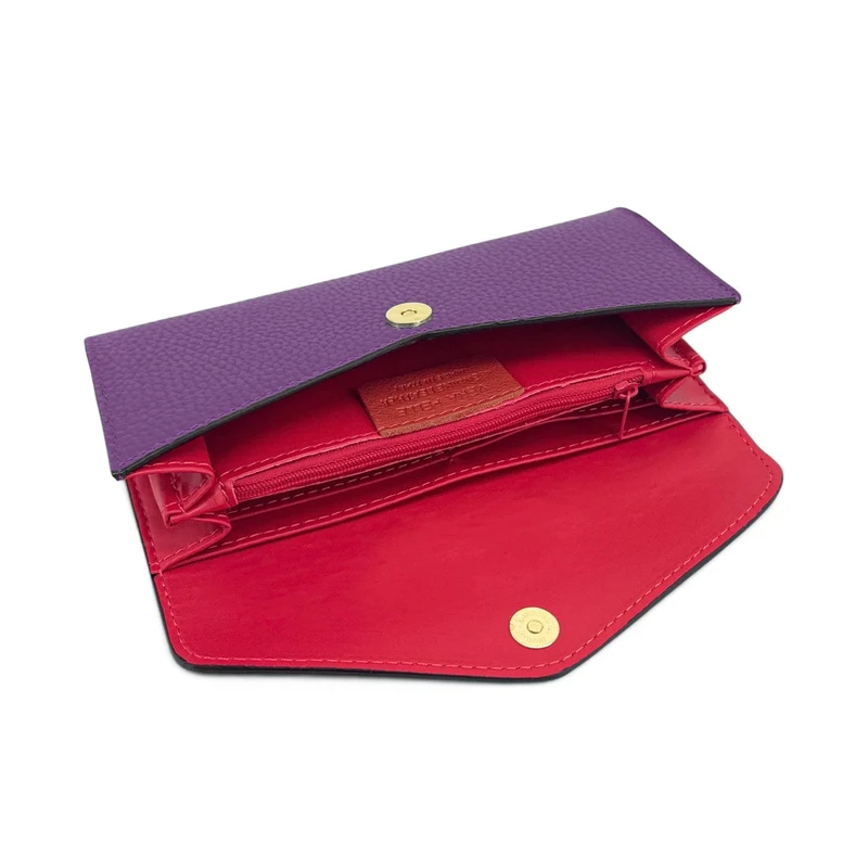 Pochette portefeuille en cuir grainé CLELIA Violet