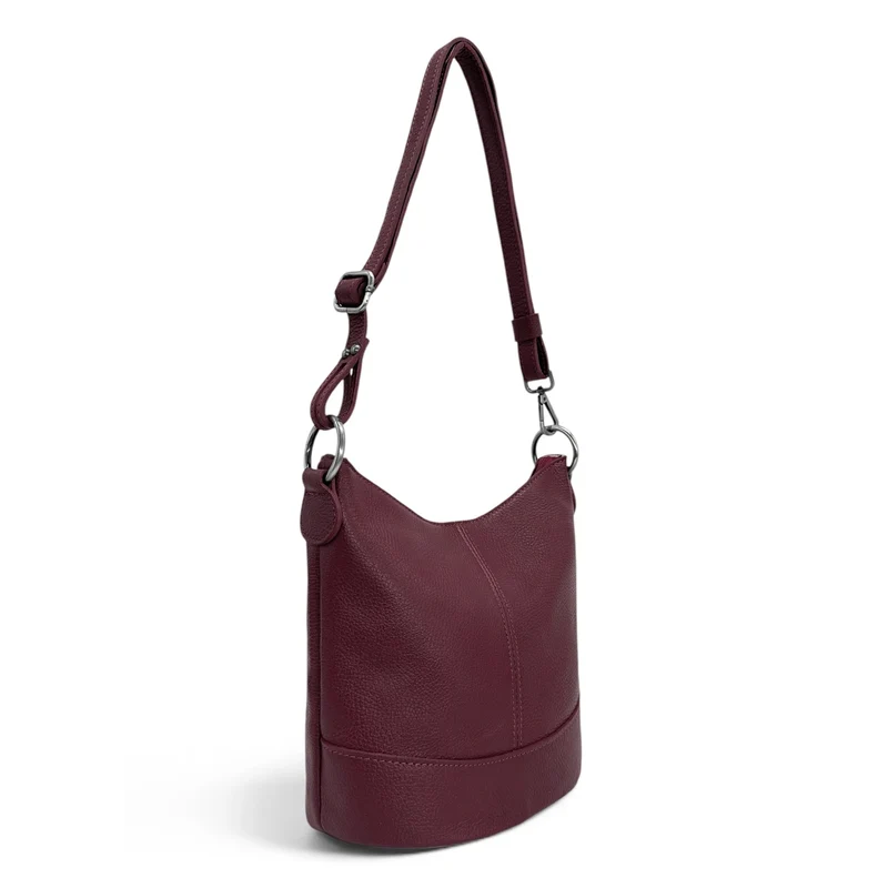 Sac seau à bandoulière en cuir grainé BEAUBOURG Bordeaux