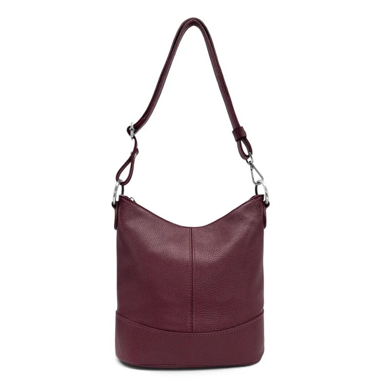 Sac seau à bandoulière en cuir grainé BEAUBOURG Bordeaux
