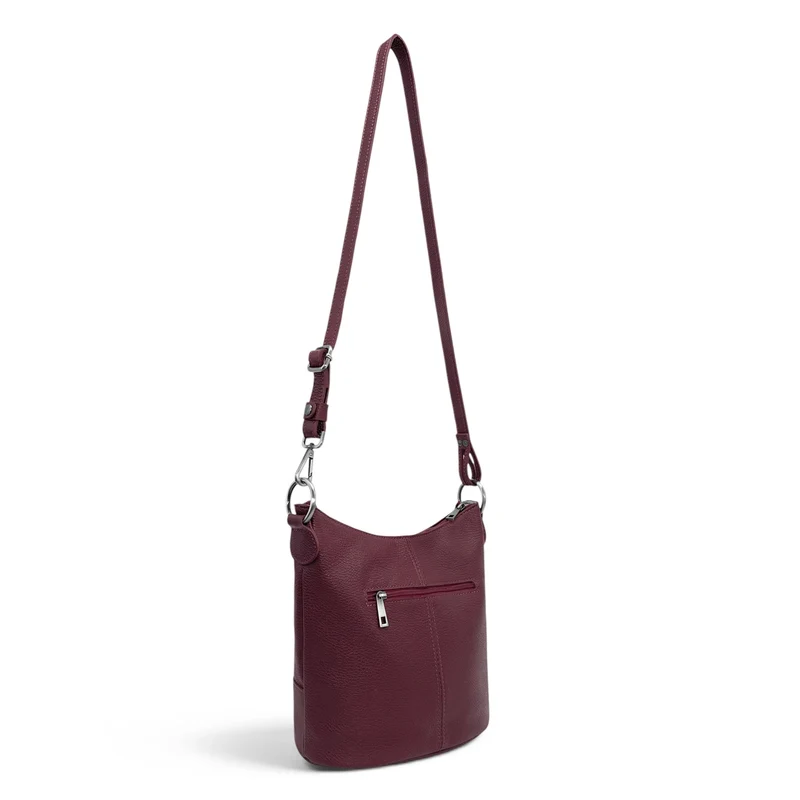 Sac seau à bandoulière en cuir grainé BEAUBOURG Bordeaux
