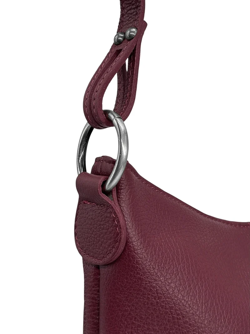 Sac seau à bandoulière en cuir grainé BEAUBOURG Bordeaux