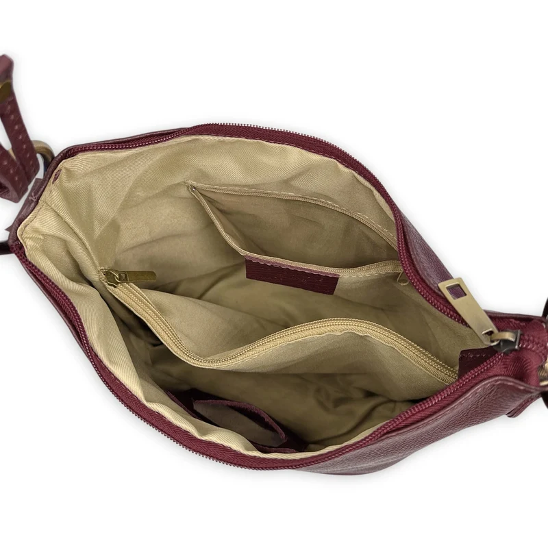 Sac seau à bandoulière en cuir grainé BEAUBOURG Bordeaux
