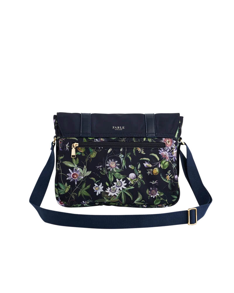 Navy Passion Flower Satchel