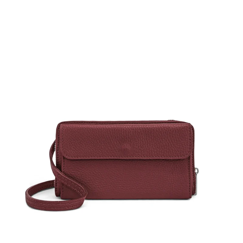 Sac portefeuille à bandoulière en cuir grainé CITY Bordeaux