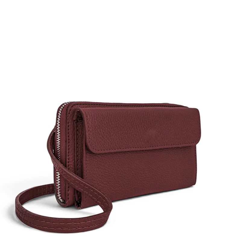 Sac portefeuille à bandoulière en cuir grainé CITY Bordeaux