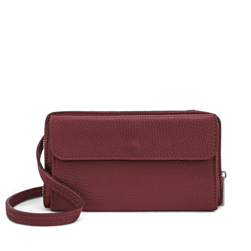 Sac portefeuille à bandoulière en cuir grainé CITY Bordeaux