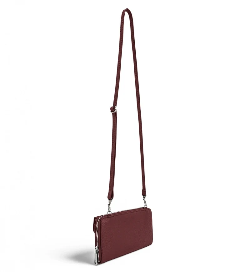 Sac portefeuille à bandoulière en cuir grainé CITY Bordeaux