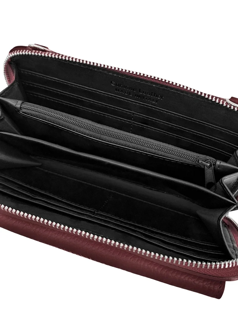 Sac portefeuille à bandoulière en cuir grainé CITY Bordeaux
