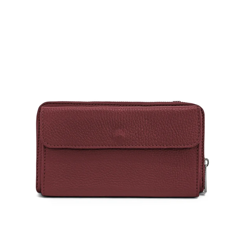 Sac portefeuille à bandoulière en cuir grainé CITY Bordeaux
