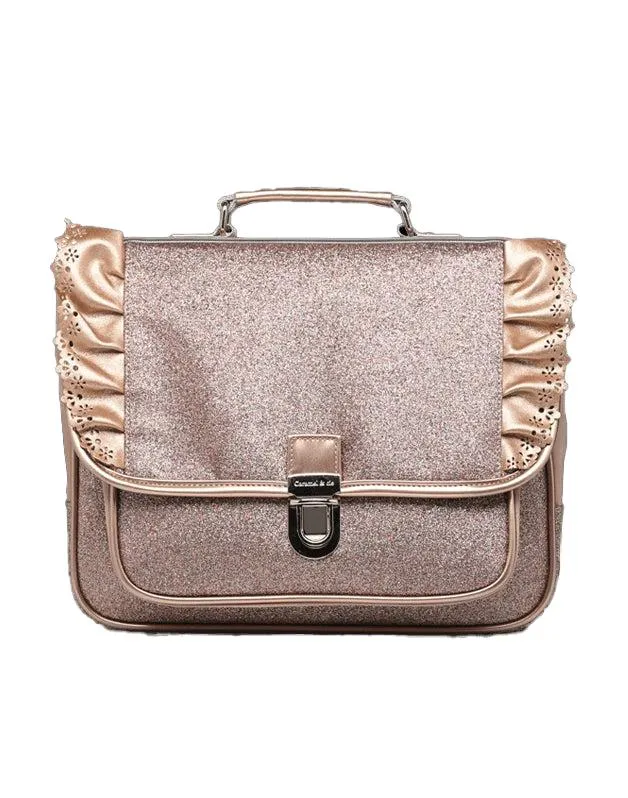 Petit cartable Froufrous Paillettes cuivre