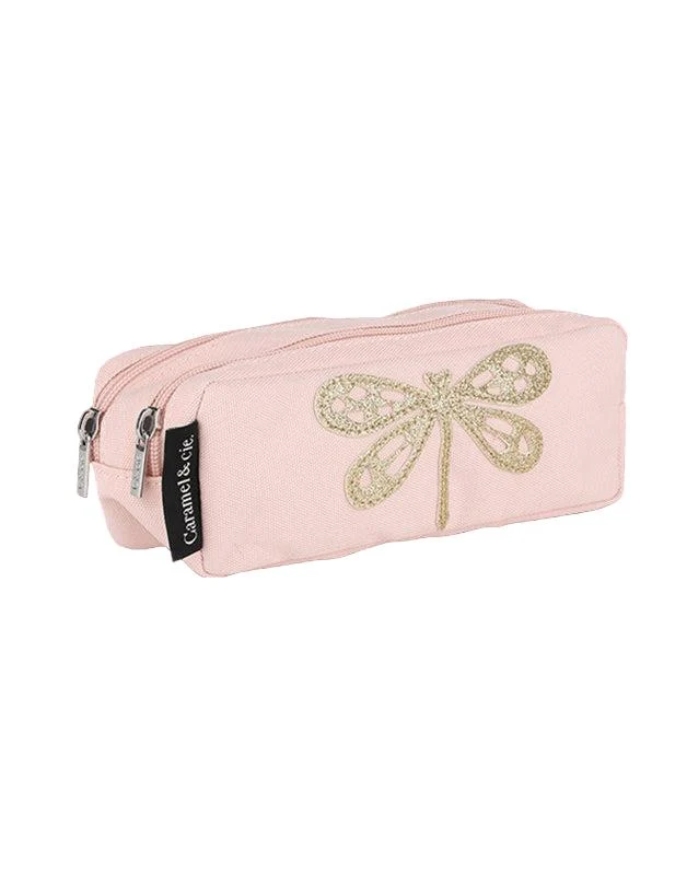 Trousse double Libellule rose
