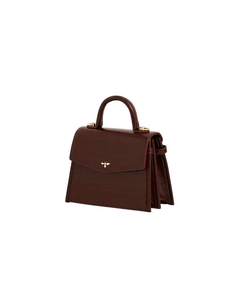 Eliza Small Top Handle Bag in Burgundy Croc
