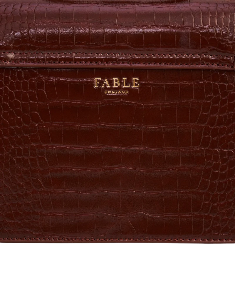 Eliza Small Top Handle Bag in Burgundy Croc