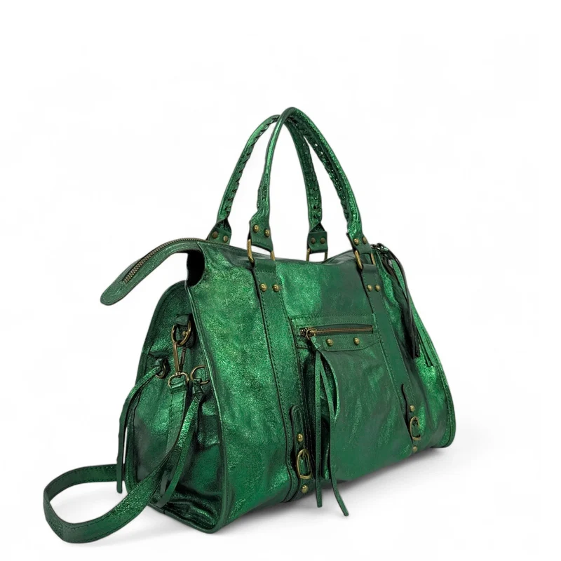 Sac à main en cuir irisé SANDSTORM Vert malachite