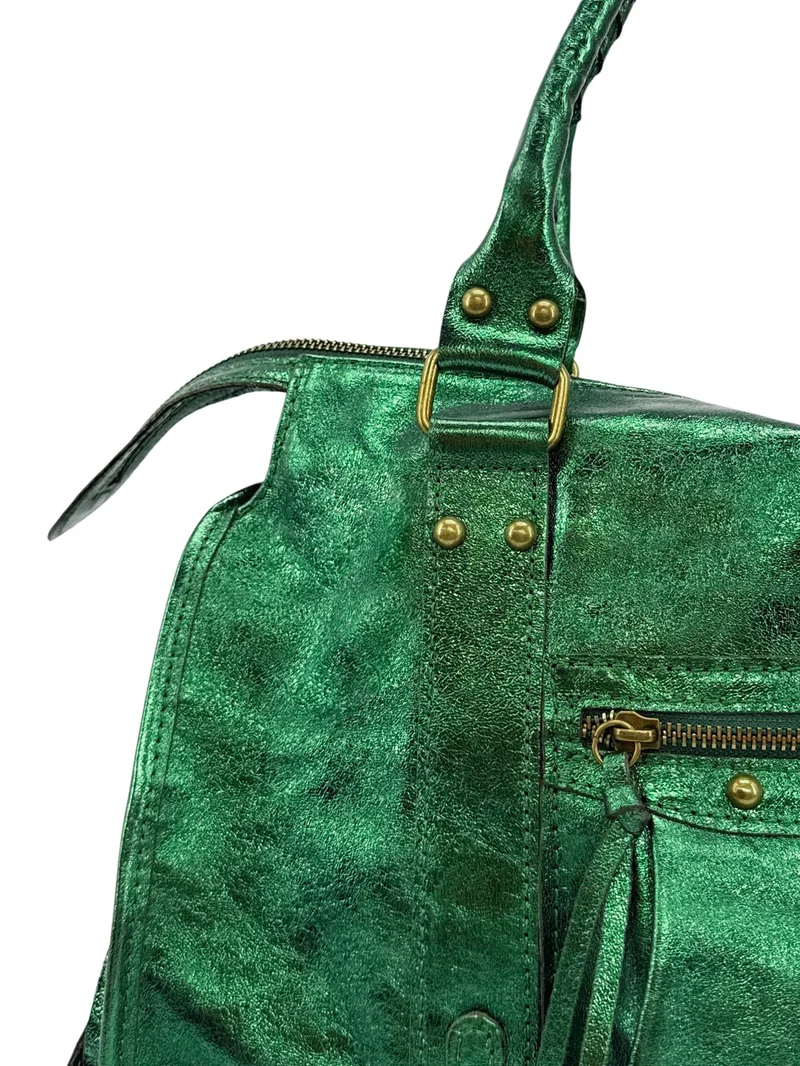 Sac à main en cuir irisé SANDSTORM Vert malachite