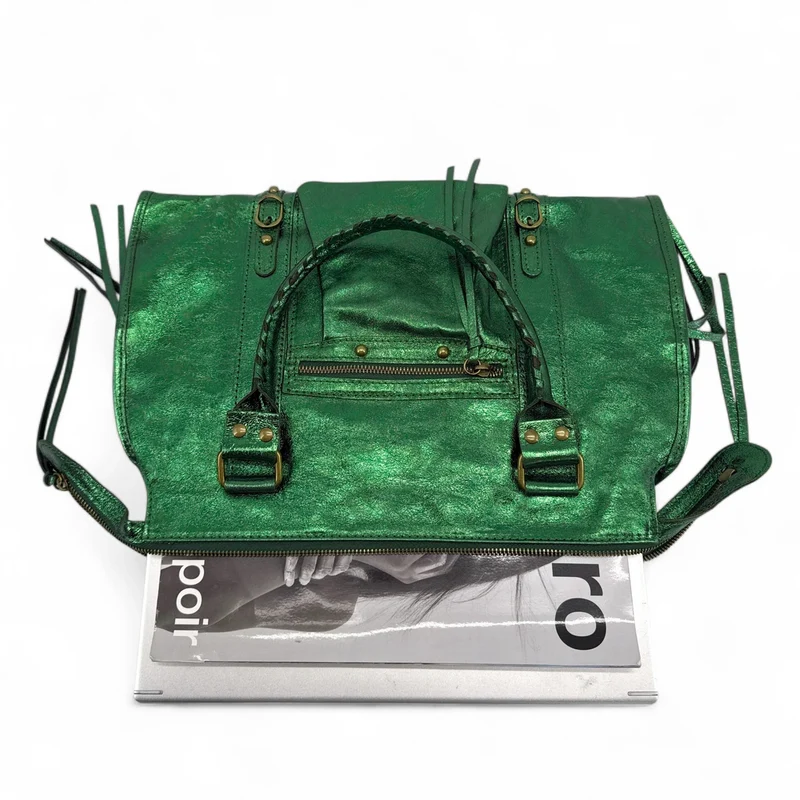 Sac à main en cuir irisé SANDSTORM Vert malachite