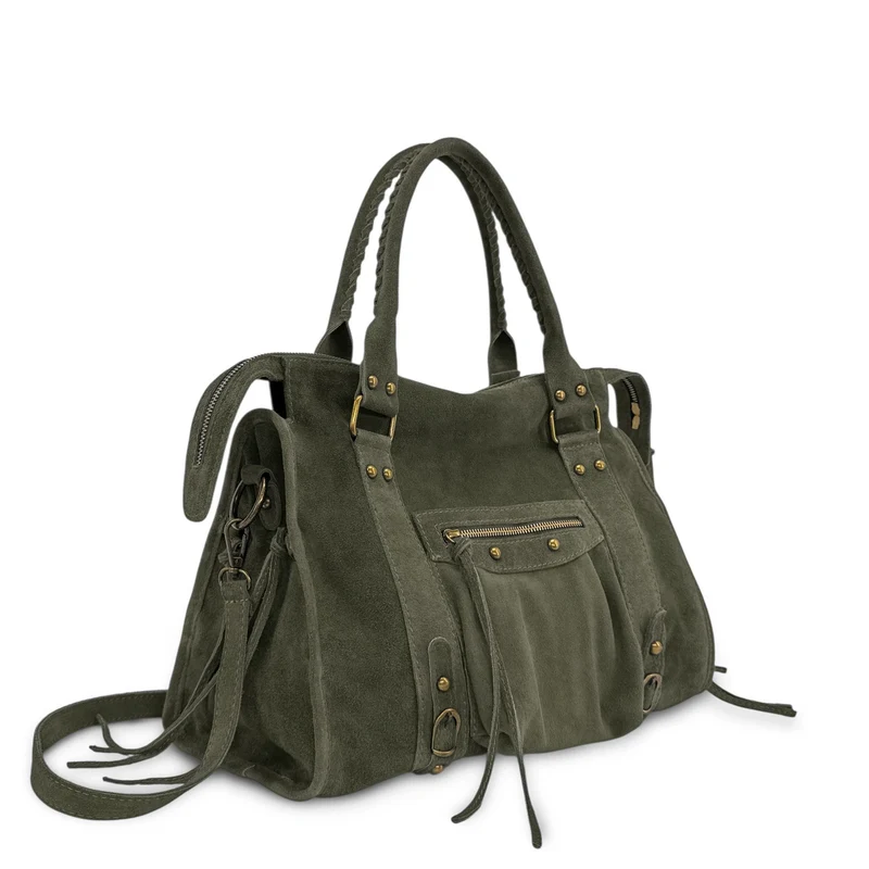 Sac à main en daim STORM SUEDE Vert kaki