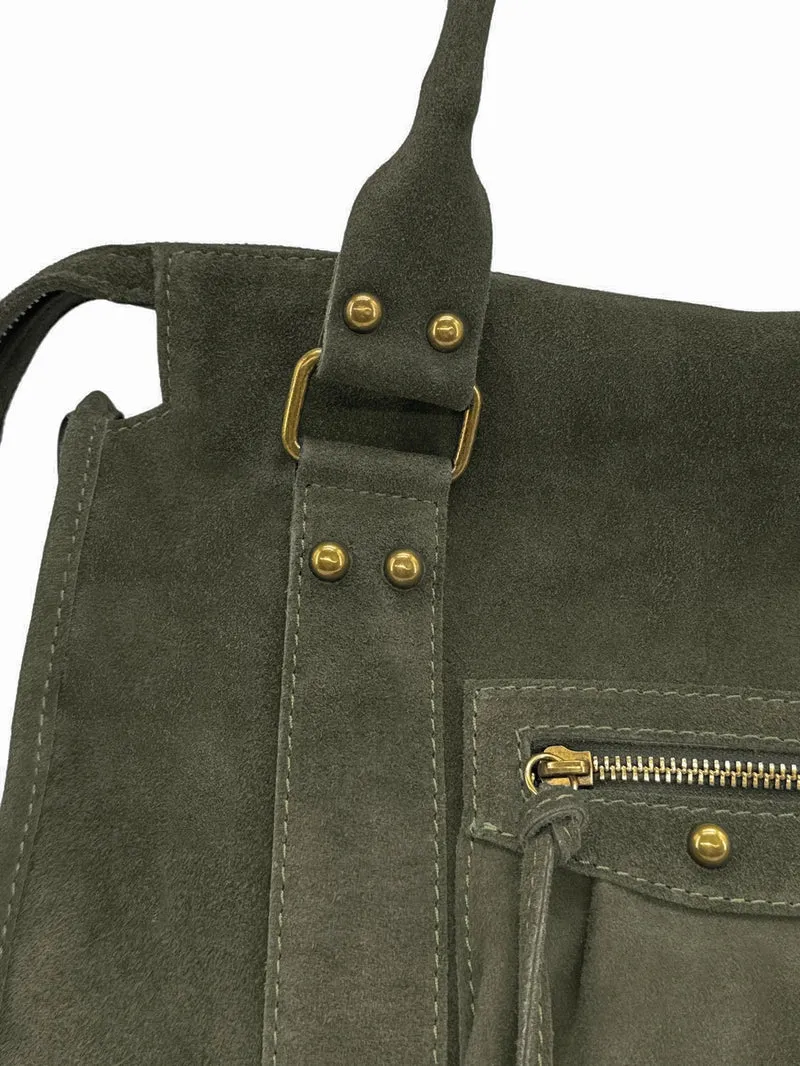 Sac à main en daim STORM SUEDE Vert kaki