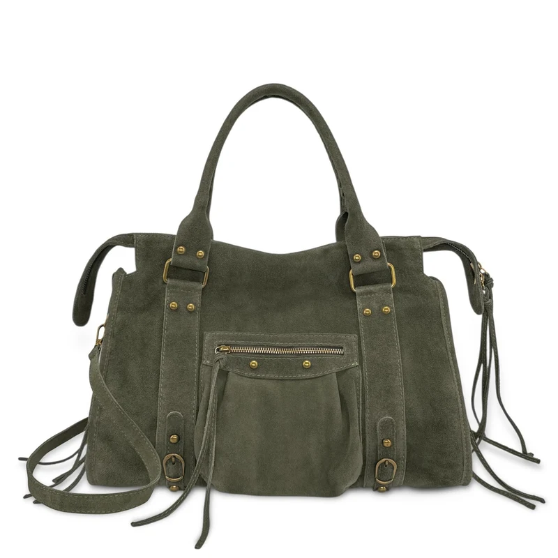 Sac à main en daim STORM SUEDE Vert kaki