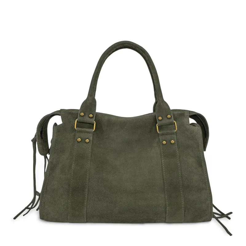 Sac à main en daim STORM SUEDE Vert kaki