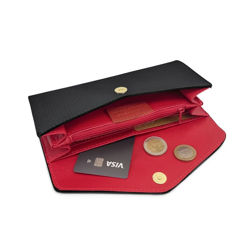 Pochette portefeuille en cuir grainé CLELIA Noir