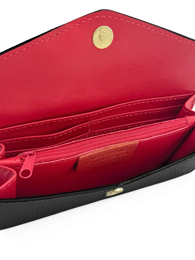 Pochette portefeuille en cuir grainé CLELIA Noir