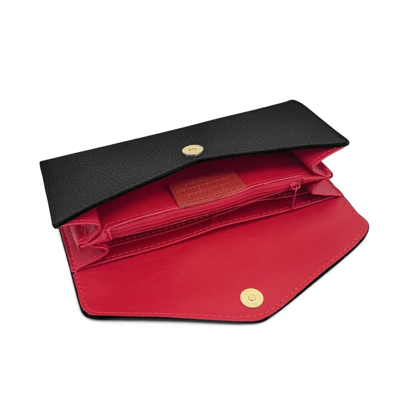 Pochette portefeuille en cuir grainé CLELIA Noir