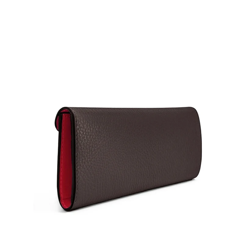 Pochette portefeuille en cuir grainé CLELIA Marron chocolat