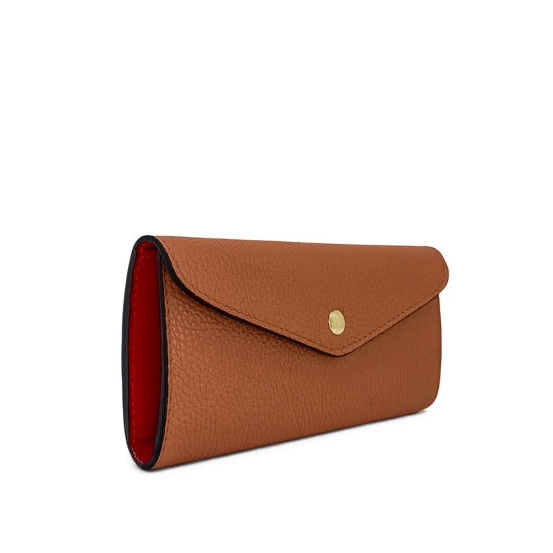 Pochette portefeuille en cuir grainé CLELIA Camel foncé