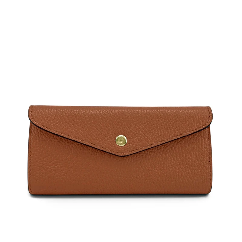 Pochette portefeuille en cuir grainé CLELIA Camel foncé