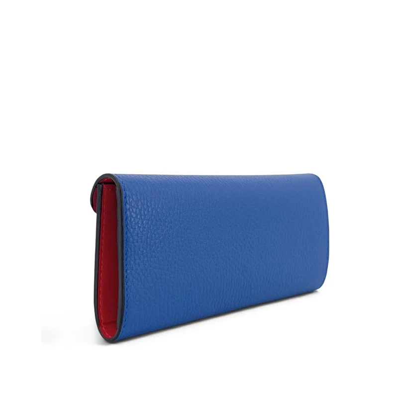 Pochette portefeuille en cuir grainé CLELIA Bleu roi