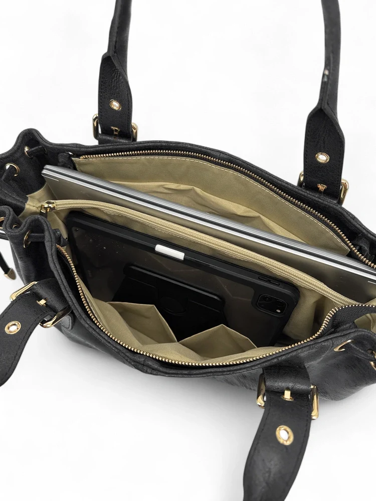 Sac bowling en cuir brossé PRINCESSE XL Noir