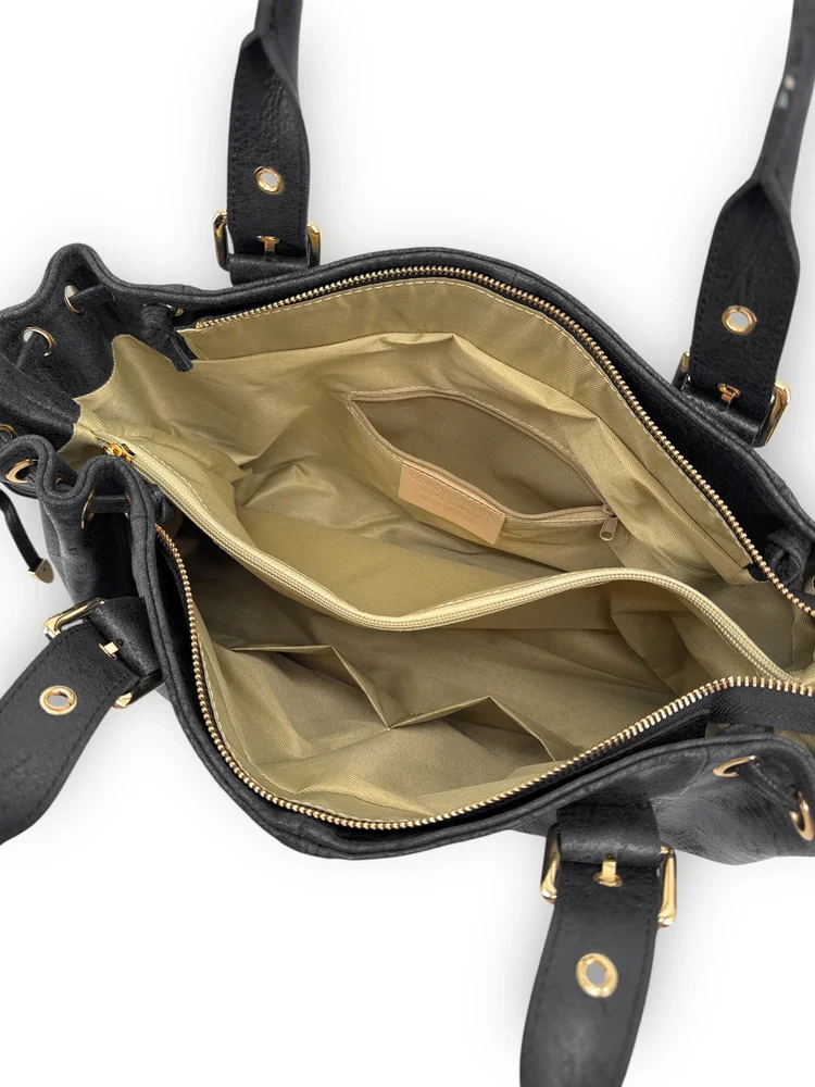 Sac bowling en cuir brossé PRINCESSE XL Noir