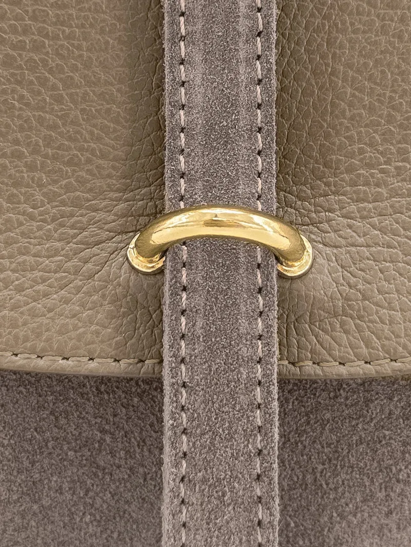 Sac bowling en cuir grainé et daim EDITO Taupe