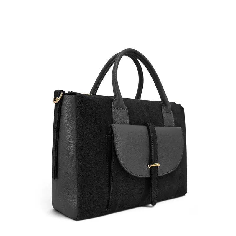 Sac bowling en cuir grainé et daim EDITO Noir