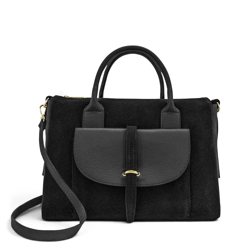 Sac bowling en cuir grainé et daim EDITO Noir