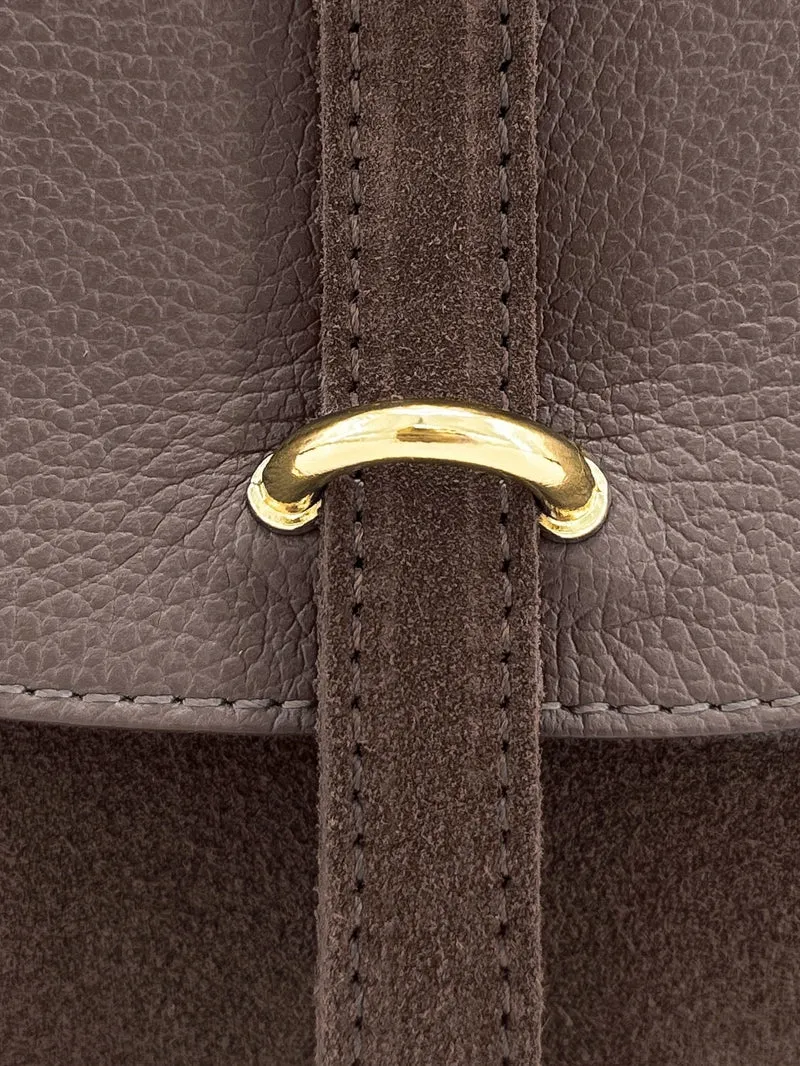 Sac bowling en cuir grainé et daim EDITO Marron chocolat